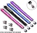 Universal Capacitive Touch Screen Pens with Extra 4 Tips and Lanyards - ((Black&Blue&Purple&Pink))