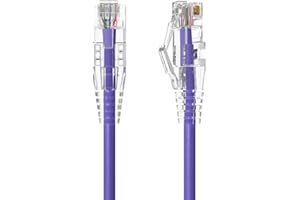 Cable Leader 0.5FT Slim Cat6a Ethernet Cable, 28AWG UTP Network Patch Cord, 10Gbps High Speed High-Density RJ45 LAN Wire - Pu