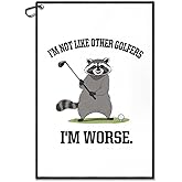 Juoqg I'm Not Like Other Golfers I'm Worse Golf Towel, Funny Racoon Golf Bag Towel with Clip, Golfing Accessories for Men Women, Birthday Gifts for Golfer Racoon Lover, Golfing Gifts for Pet Owner