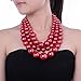 Fashion Strand Chain Red Big Resin Simulated Pearl Beads Chunky Choker Statement Bib Necklace
