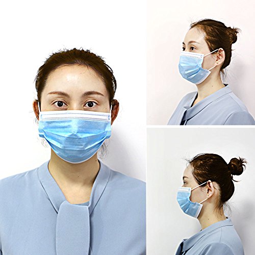 200 pcs Disposable Earloop Face MasksDental Surgical Medical for Allergy and Cough (Blue) - Thumbnail 6
