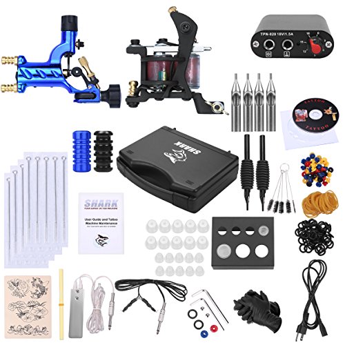 Shark complete pro rotray tattoo kit machines gun with …