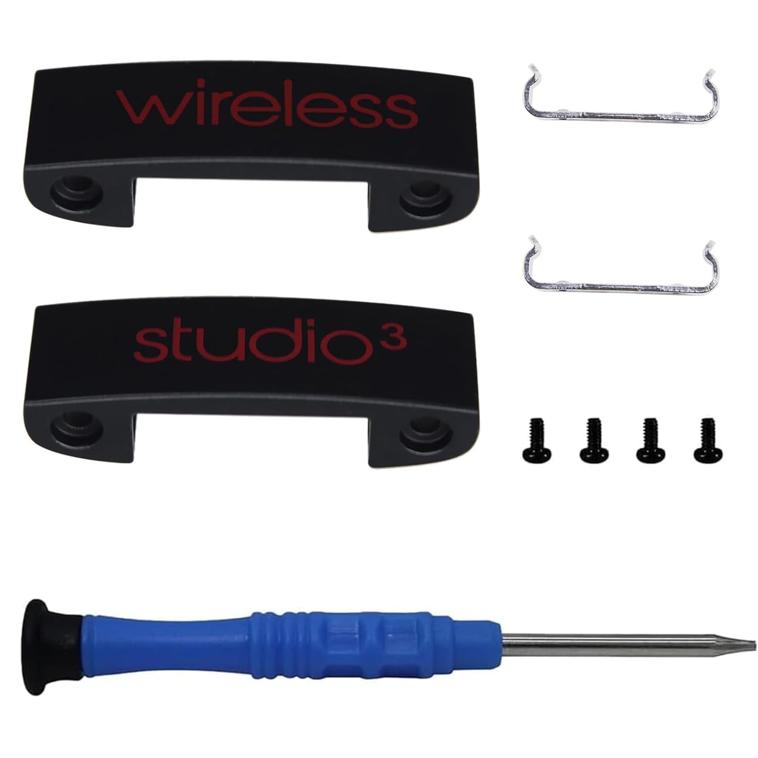 Aiivioll Replacement Headband Metal Folding Hinge Clip Cover Pin Repair Parts Set Compatible with Studio 3 Studio 3.0 Wireless Over-Ear Headphones (Black+Red)