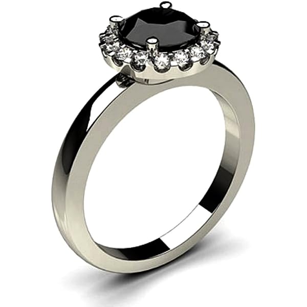 Bague De Fiançailles Lotus Or Blanc 14k Avec Diamants Simulés - Taille Sur Mesure 4 à 12 US - Marque Bansi