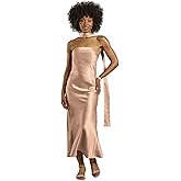 David's Bridal Strapless Charmeuse Sheath Dress with Scarf