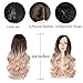 AISI QUEENS Ombre Long Curly Wig Cospaly Wigs Synthetic 2 Tone Dark Brown to Ash Blonde Wavy Wigs Natural Looking Side Part Heat Resistant Wigs for Women