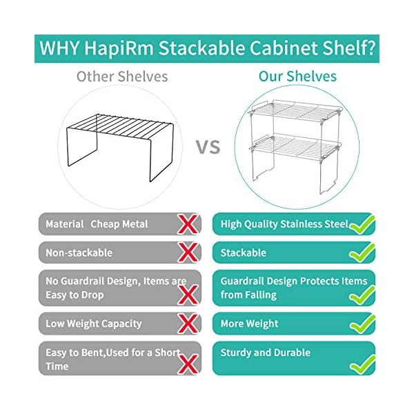 HapiRm-Cupboard-Organiser-Kitchen-Shelf-Organiser-Insert-Dish-and-Spice-Rack-Cupboard-Shelf-Stackable-for-Food-Kitchen-Accessories-and-Utensils-Made-of-Stainless-Steel-2-Pack HapiRm Kitchen Cupboard Organiser Shelf Organiser Kitchen Storage, Stackable Plate Organiser for Kitchen Cupboard…
