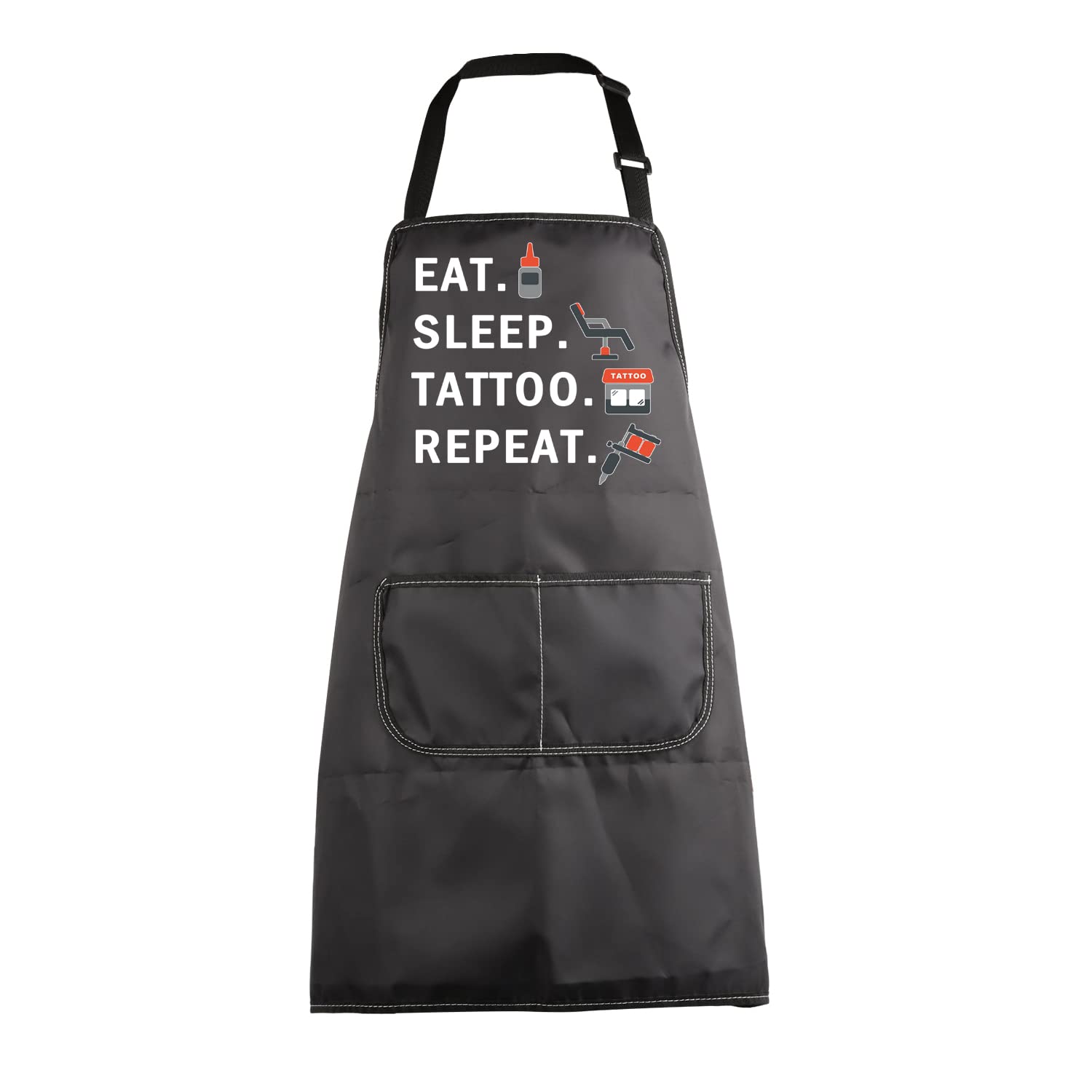 BNQL Tattoo Apron Tattoo Artist Gift Funny Eat Sleep Tattoo Repeat Tattooing Apron Tattoo Gift for Tattoo Lover Tattoo Master Gift (Tattoo Apron)