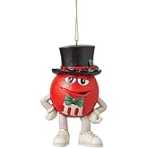 Enesco M&M's by Jim Shore Red Character in Top Hat Hanging Ornament, 4.33 Inch, Multicolor
