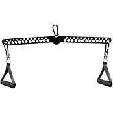 Multi-Grip LAT Pulldown Bar for Home Gym, 2 Extra Handles | Lat Pull Down Attachment with Swivel Bearings &amp; Carabiners for Cable Machine Pulley System, Back Workout, Strength Training