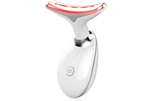 MCSYPOAL Red Light Therapy for Face, 7 Color LED Face Skin Rejuvenation for Face & Neck Beauty Device, Deplux Neck Tightening Device, Glossy White