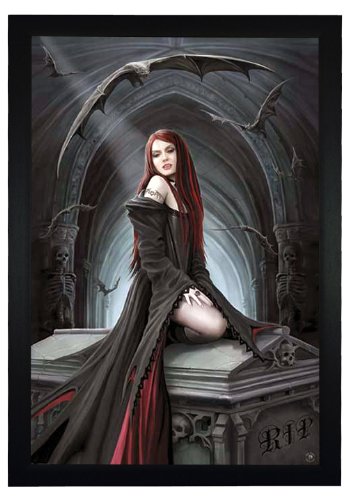 Await the Night by Anne stokes, Vampire Woman Bat Coffin 24