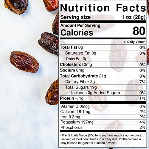 Large Hydrated Pitted Dates, Unsweetened Dried Dates Fruit, 1 Pound in