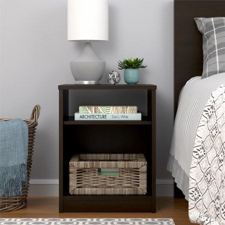 Amazon Com Mainstays Nightstand Features Open Top Shelf And Bottom Cubby 1 Espresso Kitchen Dining