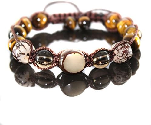 Mens Lucky Charm Bodhi Coco Nuts Spacers Shamballa Bracelet Smoky Quartz Beads For Men