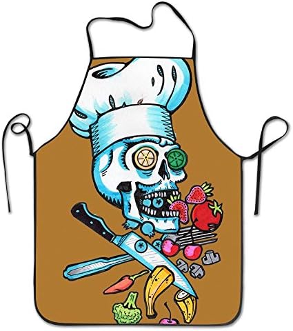 Skull-Chef Aprons For Women/men Gag Gift Grill Waist Cooking Chef Apron