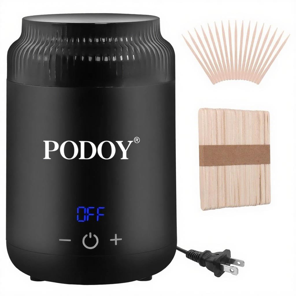 Photo 1 of Podoy Mini Wax Pot Warmer for Hair Removal, Small Portable Travel Wax Melt Heater Machine Digital Display for SPA Salon Brow Body Nose Upper Lip Hair Waxing with 100 Waxing Sticks