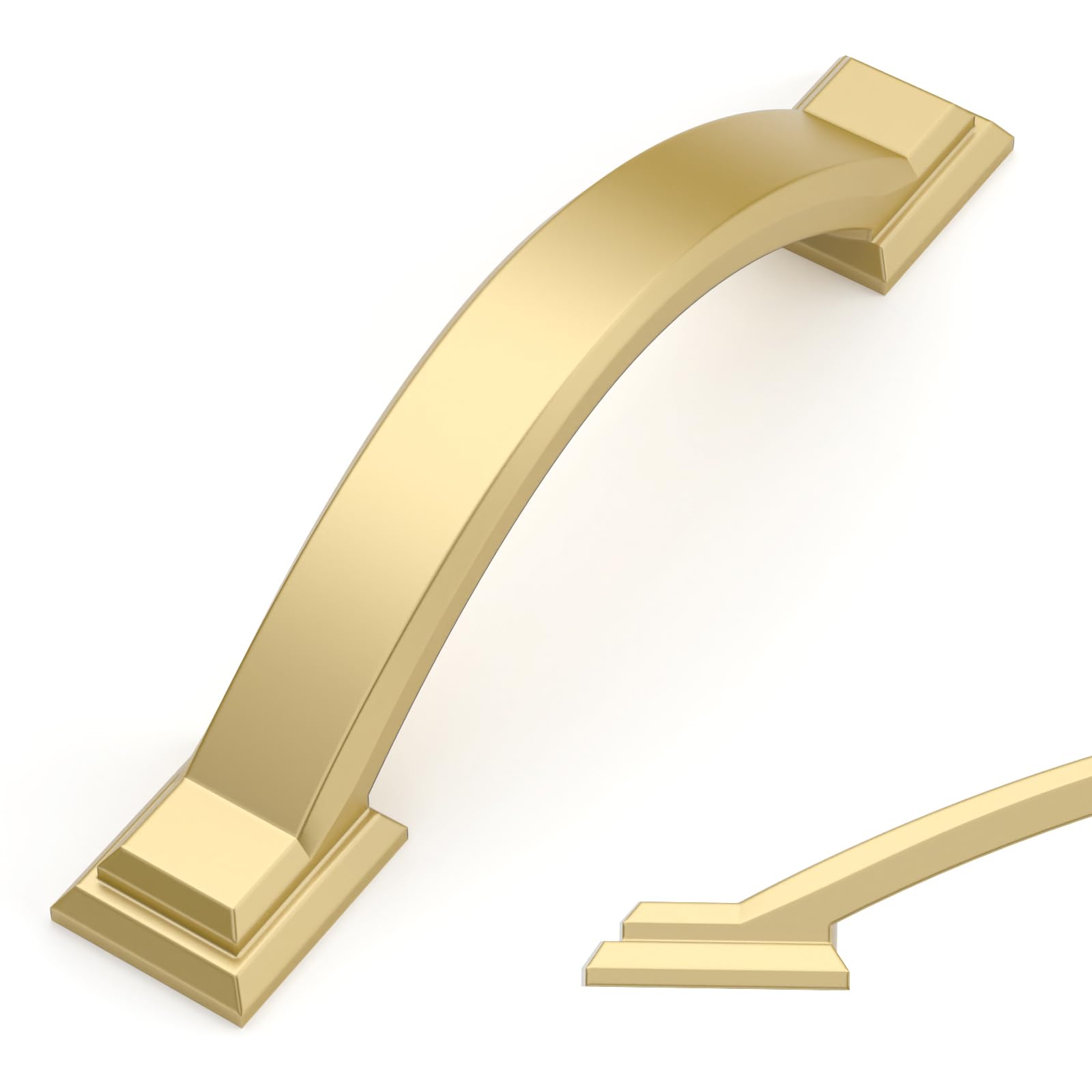 Photo 1 of Amerdeco 10 Pack Brushed Gold Cabinet Pulls 3 Inch(76mm) Hole Centers, Handles for Kitchen Cabinet Hardware, Arch Cabinet Handles for Bathroom Dresser Drawer Handles ZH0016…