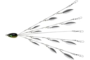 ILURE Alabama Umbrella Rig Kit for Bass Stripers Fishing with 5 Arms 12 Blade Ultralight Tripod Bass Lures Bait