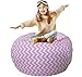 Lukeight Stuffed Animal Storage Bean Bag Chair Cover for Kids and Adults, Storage Bean Bag with Zipper for Organizing Kids Stuffed Animals, Bean Bag Cover (No Beans), Large/Chevron Pink