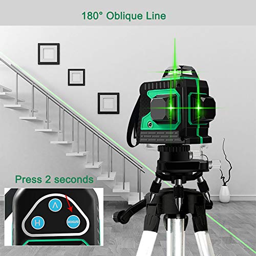 Electronic Laser Level, 12 Lines Green Beam 131Ft Vertical Horizontal Line with 1 Tripod Base,Rechargeable Battery, Wider Range of Illumination,High Precision