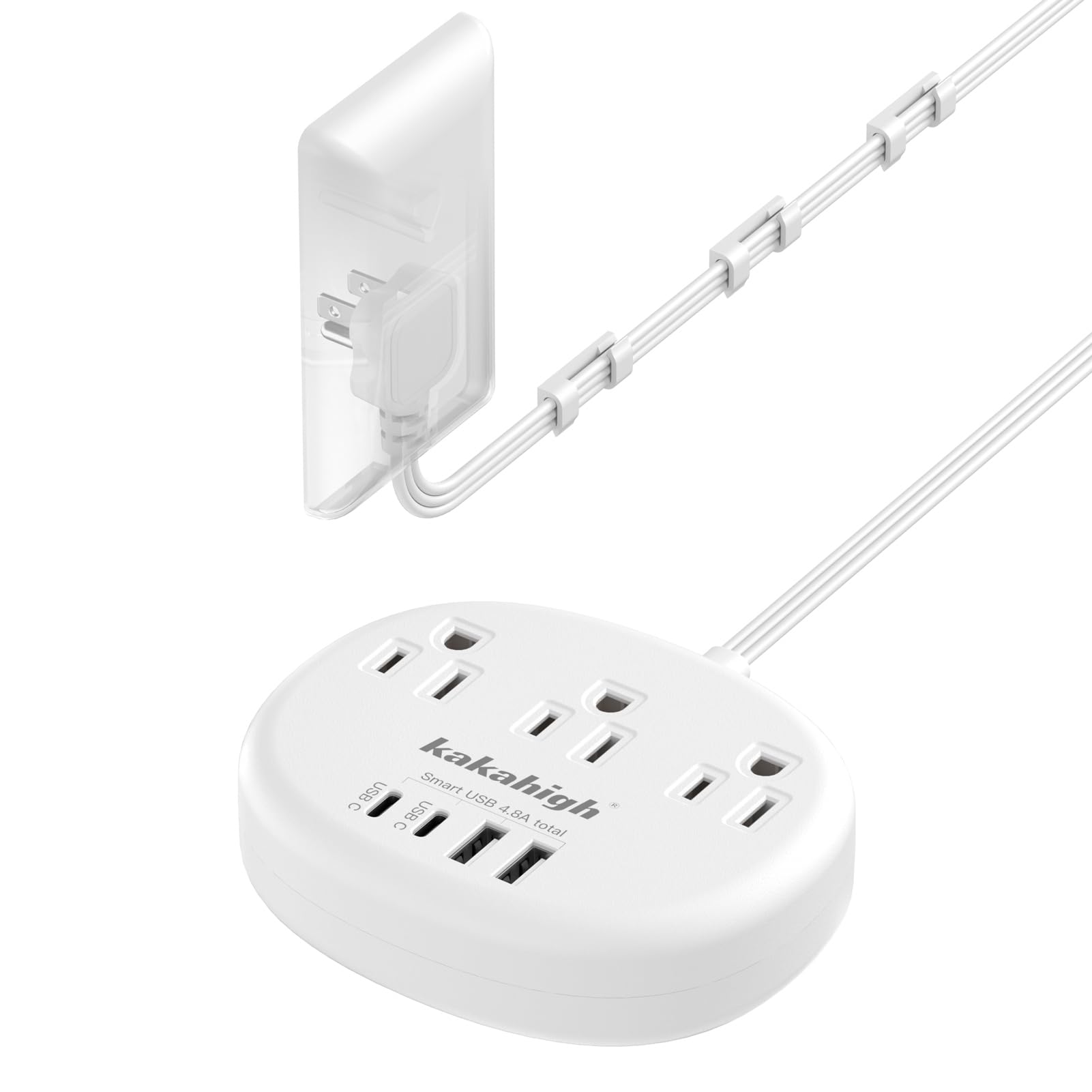 Flat Extension Cord with Outlet Cover & Cable