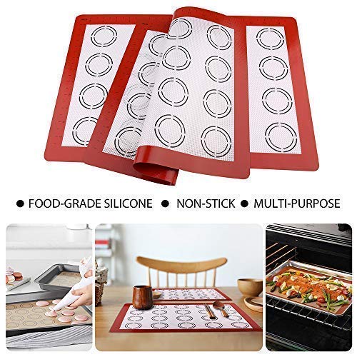 Silicone Baking Mats with Measurements, Set of 2 NonStick Half Sheet (16.5" x 11.6") Cooking