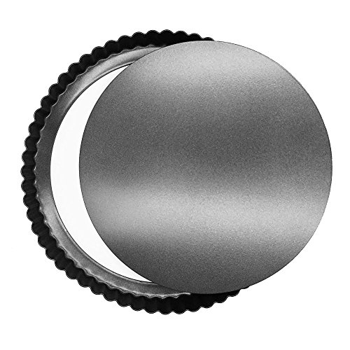 HOMOW 11 inch Heavy Duty Nonstick Pizza Pan, Quiche Pan With Removable Bottom, Removable Loose Bottom Quiche Pan, Tart Pie Pan 11"X1"(2PCS) - Thumbnail 5