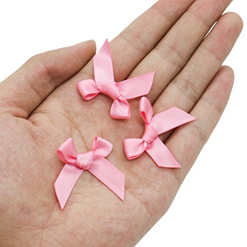 HUELE 200pcs Mini Satin Ribbon Bows for DIY Craft (Pink) - Thumbnail 3
