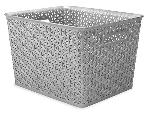 Whitmor Resin Form Tote, Large, Silver
