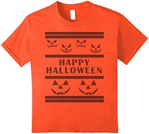 Kids Jack O' Lantern Ugly Halloween Sweater 8 Orange