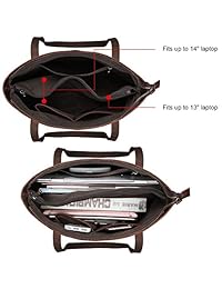 S-ZONE - Bolso de hombro de piel auténtica para mujer, estilo vintage, con bolsillo trasero con cremallera