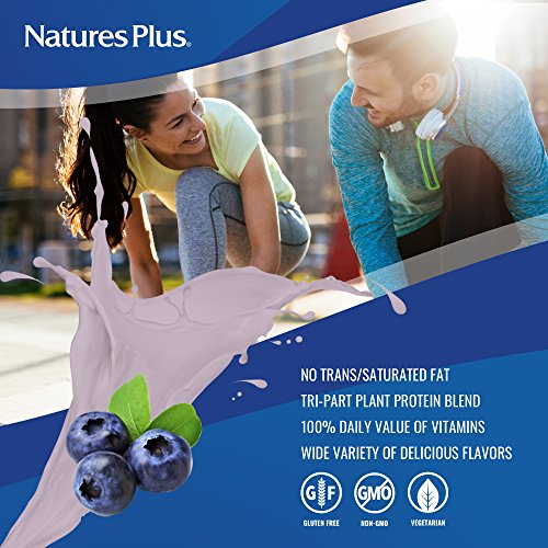 NaturesPlus SPIRU-TEIN Shake - Blueberries & Cream - 1.12 lbs, Spirulina Protein Powder - Plant Based Meal Replacement… - Image 4