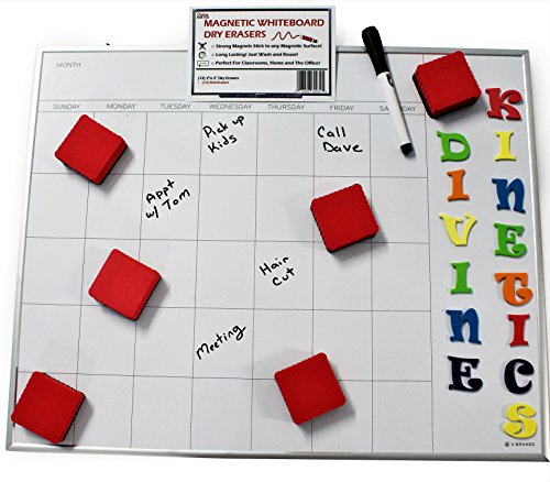 12-Pack of Premium Magnetic Dry Erase Erasers | Divine Kinetics | Magnetic Whiteboard & Chalkboard Erasers | Dry Erasers for White Boards | Perfect Erasers for the Classroom, Home or Office! (Red) - Thumbnail 2