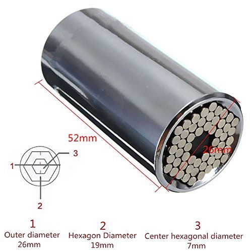 HTOMT Universal Socket with Chrome Vanadium Steel 7mm-19mm Multi-Function Ratchet Wrench Power Drill Professional Repair Tools - Thumbnail 5