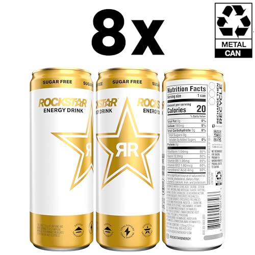 ROCKSTAR ENERGY DRINK, SUGAR FREE, 12OZ SLEEK CANS (8 PACK)