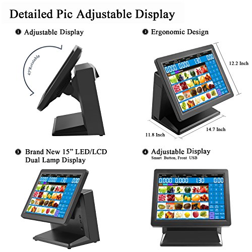 ZHONGJI All In One Retail Bundle Point of Sale System - includes AP-B6000 Touch Screen PC, Windows10 Pro OS ,POS Software, Thermal Receipt Printer,Stainless Steel Cash Drawer