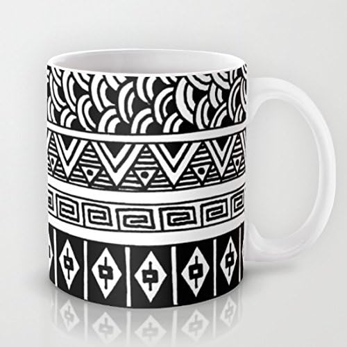 UingShow Black and White Geometric Stripes Ceramic Coffee Mug Tea Cup
