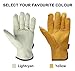 OZERO Garden Gloves, Genuine Leather Construction Glove with Elastic Wrist for Women & Men - Good Grip & Flexible for Gardening/Farm/Heavy Duty/Truck Driving/Warehouse - Lightcyan (1 Pair/Large)
