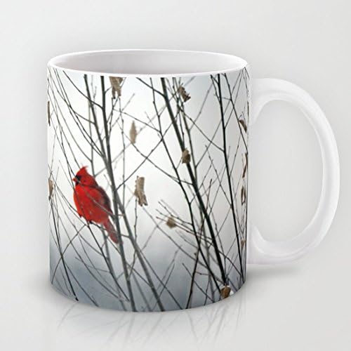 QoiueoF Cardinal Red Bird with Branches White Mugs - 11 ounces