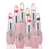 Color Change Crystal Jelly Lipstick, Staron Women Long-lasting Moisturizer Magic Temperature Change Color Beauty Bright Flower Lip Balm Makeup Display Lipstick for Ladies (A)