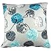 Cushion Case Pillow Cover Square 20x20 Inch Cotton Polyester Blue Grey Leaves