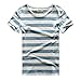 Zecmos Mens Stripes T-Shirts Casual Slim Fit Tshirts Striped Tees Top Blue XL