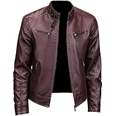 KUZMAIR Men's Faux Leather Jacket for Fall/Winter,Men PU Jacket, Outwear coat,Motorcycle jacket