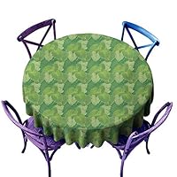 AGONIU Spillproof Tablecloth,Green Abstract Hosta Plants Lush Forest Growth Leaves Ecology Jungle Theme,Dinner Picnic Table Cloth Home Decoration,70 INCH Fern Lime and Pale Green