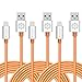 iPhone 6 Plus Cable Charger, 3 Pack 6ft F-color™ Heavy Duty Nylon Braided 8 pin Lightning to USB Data Sync Cable Apple Certified for iPhone 6 / 6 Plus / 5 / 5s / 5c, iPad, iPod – Orange 2 meter