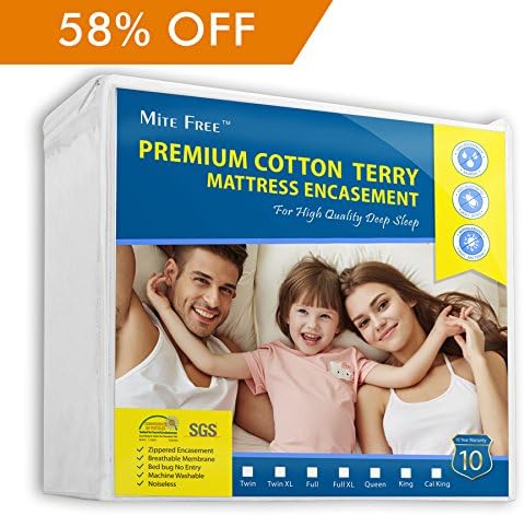 Mite Free Premium Waterproof Zippered Mattress Encasement Cover Cotton Terry Breathable mattress protector, Bed Bug Proof and Hypoallergenic-(78"x80" Fits to 18" )King Size