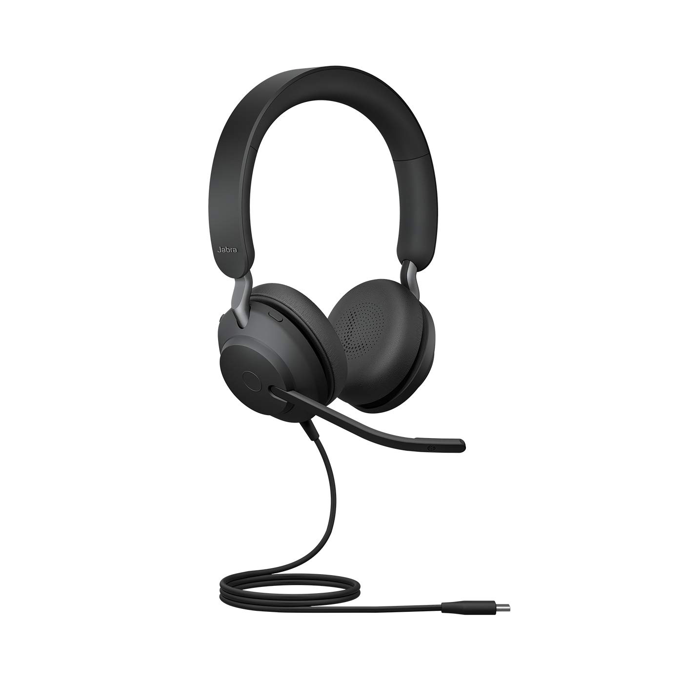 Jabra Evolve2 40 PC Headset – Noise Cancelling UC Certified Stereo Headphones With 3-Microphone Call Technology – USB-C Cable – Black