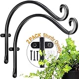 Hanging Plant Bracket for Hand Forged Outdoor (2 Pieces - 12 inches) More Stable and Sturdy Black Plant Hooks
