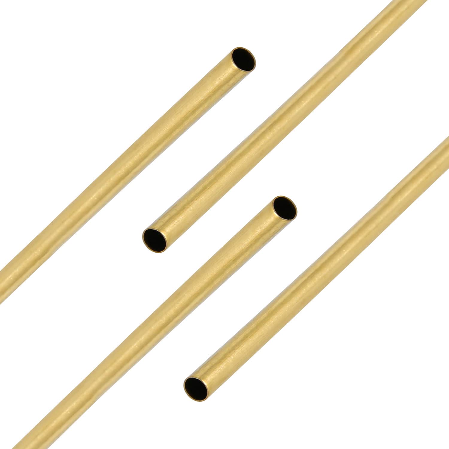 Ohamtes 4PCS Brass Tube ID3.1mm(0.122") x OD3.5mm(0.138") x L300mm(11.81"), wall Thickness 0.2mm(0.008"), Used for Refrigerator Capillary Tube, Oil Circuit Hydraulic System, Craft Decoration